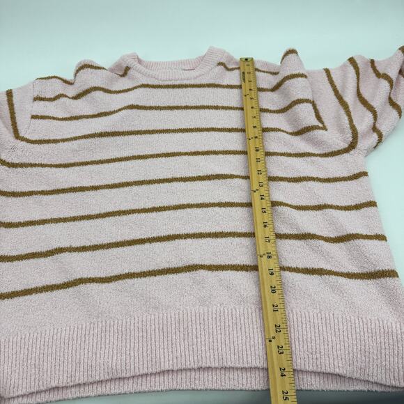 ZARA Womens Knit Sweater Size M Oversized Boxy Pink Striped Relaxed Lounge - Picture 7 of 7